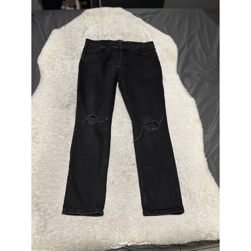 Lucky Brand 410 Skinny Mens Black Distressed Jeans Size 34x30 Pants Stretch